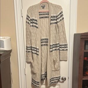 Natural Reflections Beige and Black Knit Cardigan